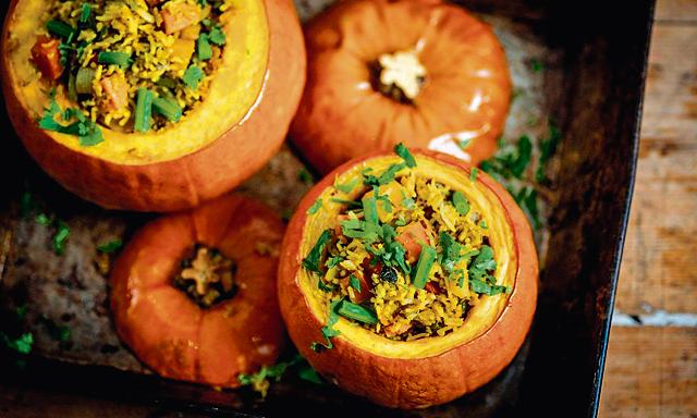 Bake for an hour. Place the pumpkins on a plate, and serve.
