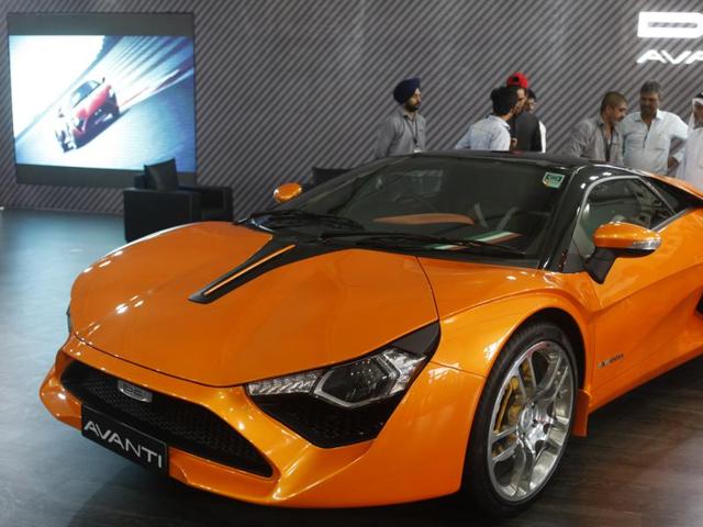 This Dilip Chhabria (DC) Avanti model was unveiled to the public for the first time at the auto show. (Satish Bate/HT)