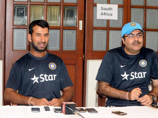 Board President XI Captain Cheteshwar Pujara with teammates practicing in Mumbai on Thursday.(PTI Photo) Board President XI Captain Cheteshwar Pujara with teammates practicing in Mumbai on Thursday.(PTI Photo)