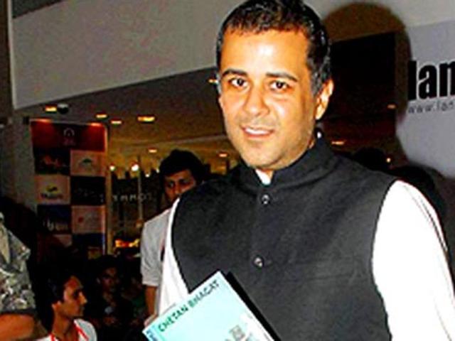 Chetan Bhagat during the launch of his new book Half Girlfriend in Mumbai (Photo: IANS)