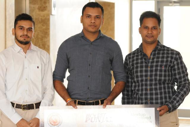 Bento Tiffin’s Jashan gupta, Aman Arora and Nitin Singla. Their startup was adjudged third best. (Sanjeev Sharma/HT Photo) Bento Tiffin’s Jashan gupta, Aman Arora and Nitin Singla. Their startup was adjudged third best. (Sanjeev Sharma/HT Photo)