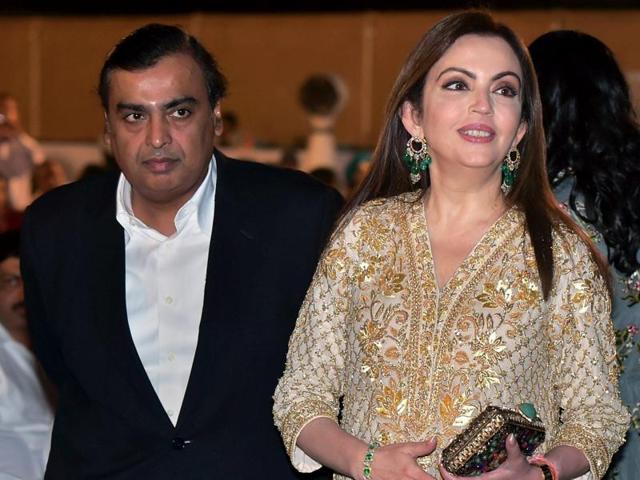 Industrialist Mukesh Ambani with wife Neeta Ambani during the opening ceremony of 17th edition of Jio MAMI Mumbai Film Festival, in Mumbai on Thursday. (PTI)