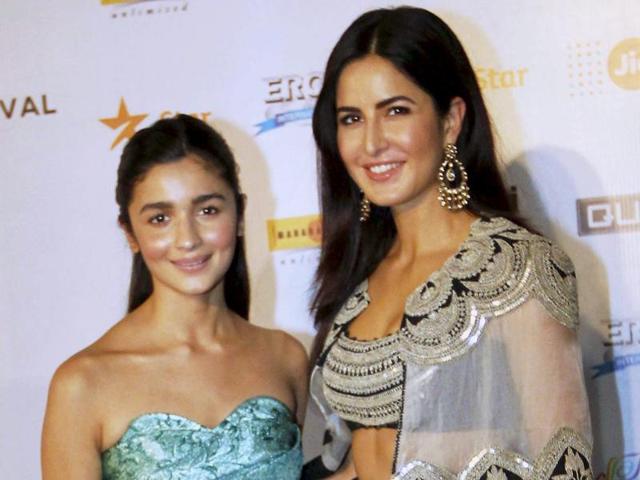 Bollywood actors Katrina Kaif and Alia Bhatt during the opening ceremony of Jio MAMI 17th Mumbai Film Festival. (PTI)