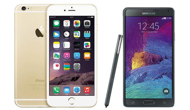 Better than the best: The Samsung Note 5 (above, right) with better hardware, beats the prestigious iPhone.