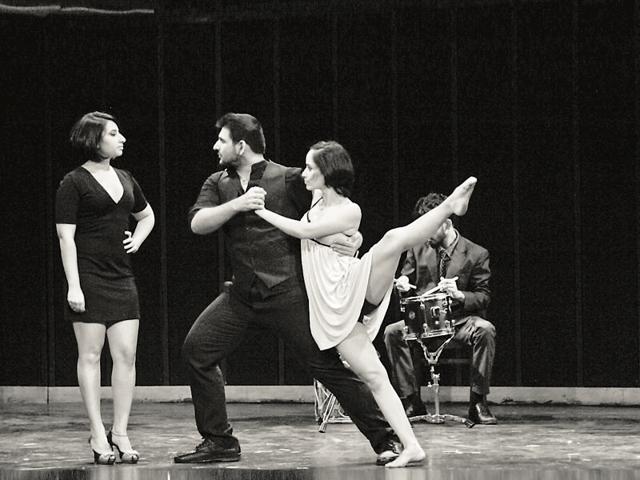 In the play ‘PowerPlay’ from Week 1, a virgin captures the fancy of two sexual predators with polarizing seduction techniques. (Nicky Chandam / Short+Sweet Delhi) 