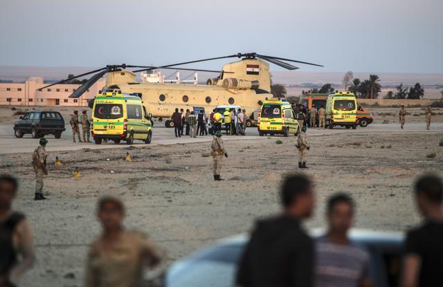 Egyptian ambulances carrying the corpses of Russian victims of a Russian passenger plane crash in the Sinai Peninsula, off load the bodies into a military aircraft at Kabret military air base by the Suez Canal. (AFP) Egyptian ambulances carrying the corpses of Russian victims of a Russian passenger plane crash in the Sinai Peninsula, off load the bodies into a military aircraft at Kabret military air base by the Suez Canal. (AFP)