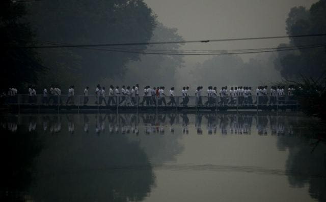 Participants during the Run for Unity on Rashtriya Ekta Diwas, at Rajpath, in New Delhi. (Virendra Singh Gosain/ HT Photo)