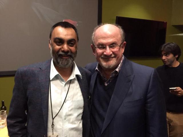 Writer Khushwant Singh with author Salman Rushdie. Writer Khushwant Singh with author Salman Rushdie.