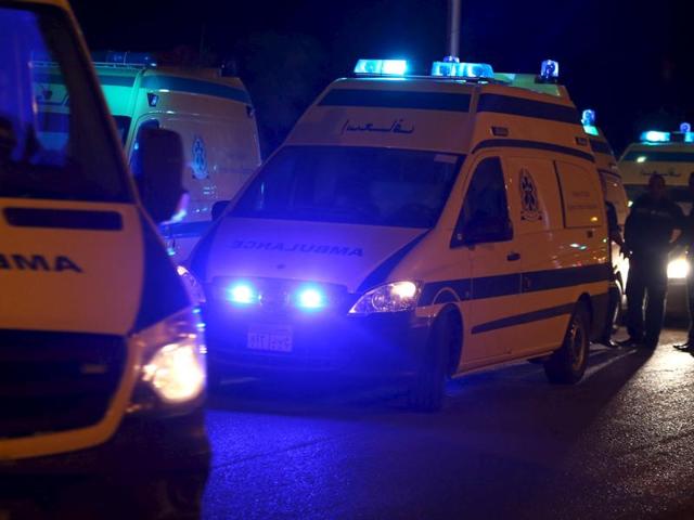 Ambulances, transporting the bodies of the victims of a Russian airliner which crashed in Sinai, arrive at al-Hasanah area at El Arish city, north Egypt. (Reuters Photo)