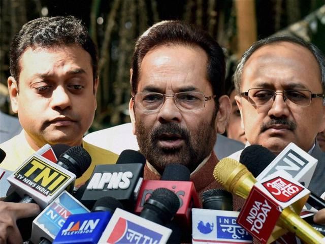 A file photo of Union minister of state for parliamentary affairs Mukhtar Abbas Naqvi. (PTI) A file photo of Union minister of state for parliamentary affairs Mukhtar Abbas Naqvi. (PTI)