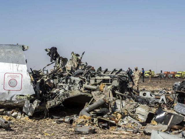 Debris belonging to the A321 Russian airliner are seen at the site of the crash in Wadi el-Zolmat, a mountainous area in Egypt's Sinai Peninsula. (AFP Photo) Debris belonging to the A321 Russian airliner are seen at the site of the crash in Wadi el-Zolmat, a mountainous area in Egypt's Sinai Peninsula. (AFP Photo)