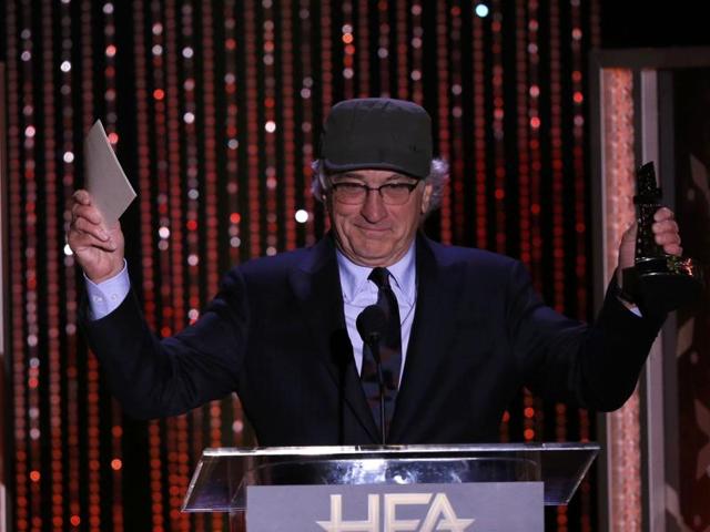 Actor Robert De Niro accepts the Hollywood Career Achievement Award at the Hollywood Film Awards. (REUTERS)