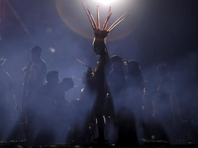 An indigenous man attends the closing ceremony of the first World Games for Indigenous Peoples in Palmas. (REUTERS) An indigenous man attends the closing ceremony of the first World Games for Indigenous Peoples in Palmas. (REUTERS)