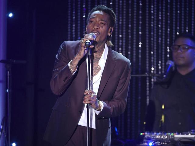 Wiz Khalifa performs at the Hollywood Film Awards at the Beverly Hilton Hotel. (AP)