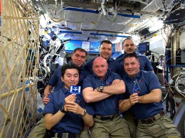 Astronaut Scott Kelly shared a picture of the astronauts celebrating 15 years on the International Space Station. (Photo courtesy: nasa.gov)