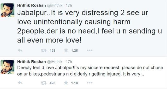 A screen grab of Hrithik's Twitter timeline.