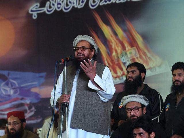 File photo of Chief of the Pakistan's outlawed Islamic hardliner Jamaat ud Dawa, Hafiz Mohammad Saeed. (AFP Photo) File photo of Chief of the Pakistan's outlawed Islamic hardliner Jamaat ud Dawa, Hafiz Mohammad Saeed. (AFP Photo)