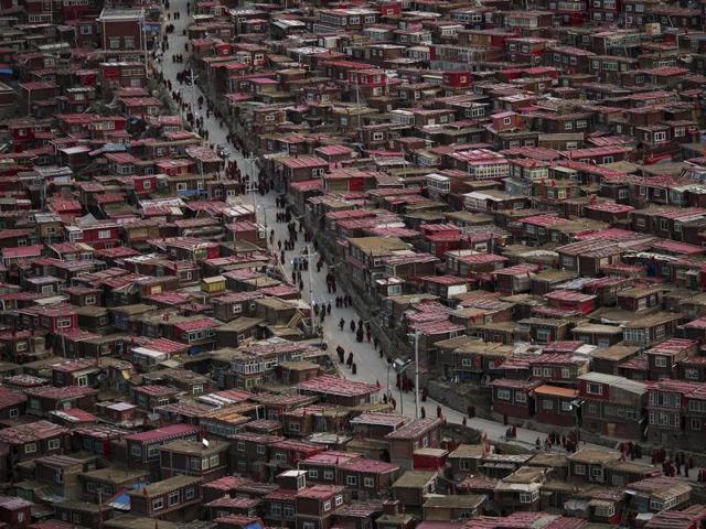 The Larung Wuming Buddhist Institute, located some 3700 to 4000 metres above the sea level, was founded in 1980 by Lama Khenpo Jigme Phuntsok. Picture taken October 30, 2015. (REUTERS)