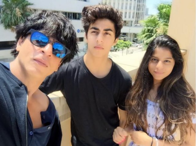 Shah Rukh Khan with son Aryan and daughter Suhana.