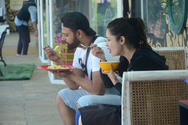VJ Andy and Yuvika Chaudhary enjoying a meal. (Colors)