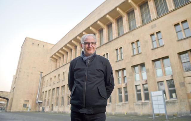 Director Francis Lawrence poses for photographers at the former Tempelhof airport, one of the film locations in his movie The Hunger Games: Mockingjay — Part 2, in Berlin. (AFP) Director Francis Lawrence poses for photographers at the former Tempelhof airport, one of the film locations in his movie The Hunger Games: Mockingjay — Part 2, in Berlin. (AFP)