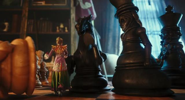 Alice tries to walk into a mirror to cross over to an unknown place.