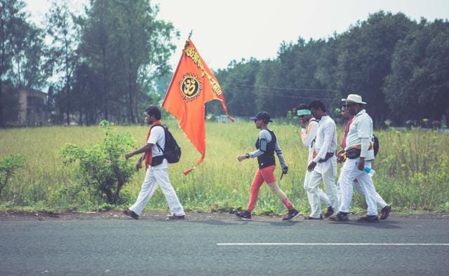 Day 5: “Ran into groups of people who were walking 300km to Shirdi. These guys walk without shoes, gear or a support car behind them. I felt humbled by their will to follow their heart without a care for what the road might throw at them.” (Photo: Aanchal Dhara Madan) Day 5: “Ran into groups of people who were walking 300km to Shirdi. These guys walk without shoes, gear or a support car behind them. I felt humbled by their will to follow their heart without a care for what the road might throw at them.” (Photo: Aanchal Dhara Madan)
