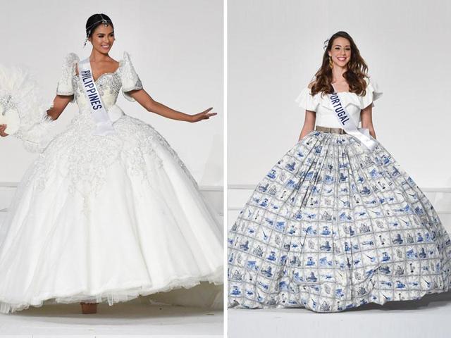 Miss Philippines Janicel Lubina and Miss Portugal Isabel Vieira. 