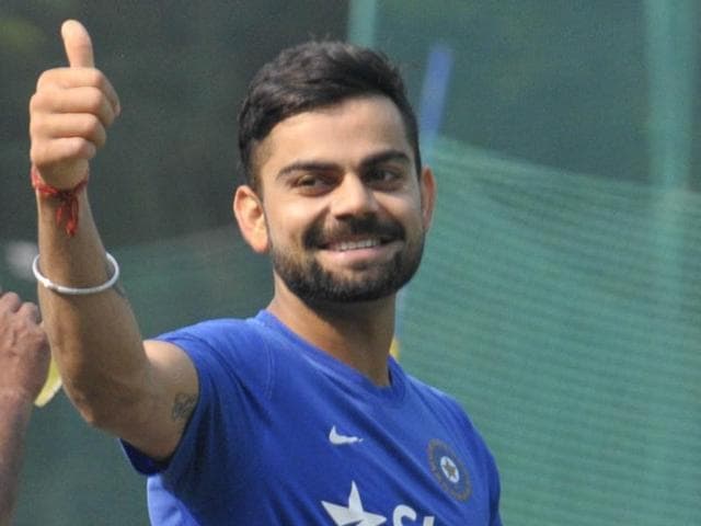 Indian Test skipper Virat Kohli waves towards fans during practice before the start of India’s first Test against South Africa in Mohali on November 5, 2015. (Gurpreet Singh/HT Photo) Indian Test skipper Virat Kohli waves towards fans during practice before the start of India’s first Test against South Africa in Mohali on November 5, 2015. (Gurpreet Singh/HT Photo)