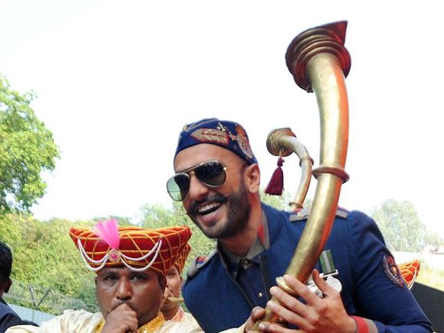 Ranveer Singh poses during the poster launch of the upcoming Hindi film Bajirao Mastani in Mumbai on November 4, 2015. (AFP)
