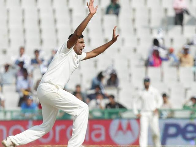 Ravichandran Ashwin appeals for the wicket of South Africa’s Kagiso Rabada. (Gurpreet Singh/HT Photo ) 