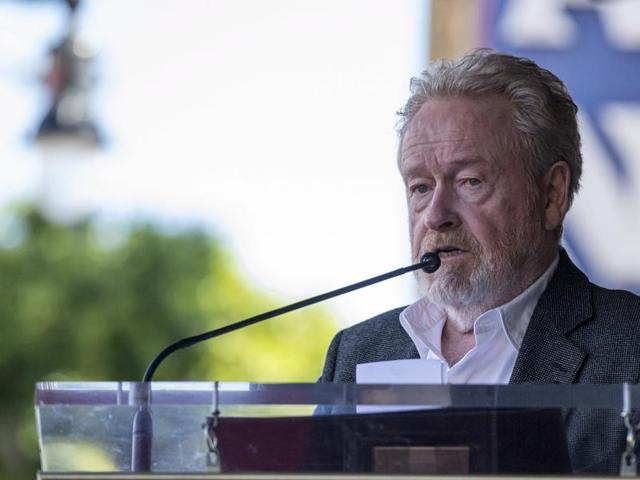 Director Ridley Scott speaks before unveiling his star on the Hollywood Walk of Fame in Los Angeles. (REUTERS)