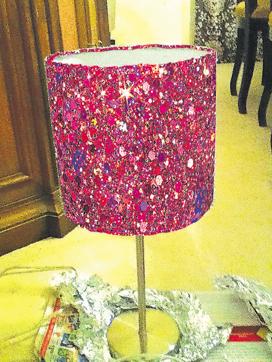Add mixed glitter to your lampshade. (IMAGESBAZAAR) Add mixed glitter to your lampshade. (IMAGESBAZAAR)