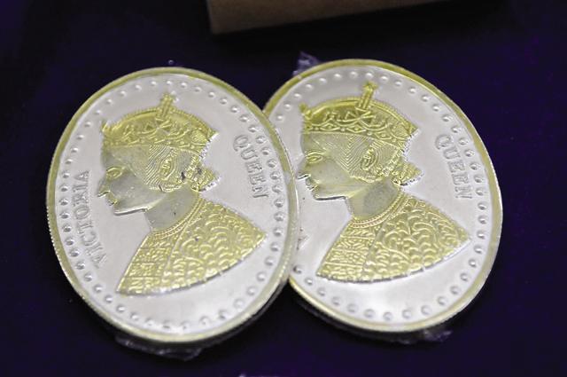 Queen Victoria on silver coins, a ‘different’ offering this season. (Photo by Saumya Khandelwal/ Hindustan Times) (Hindustan Times)