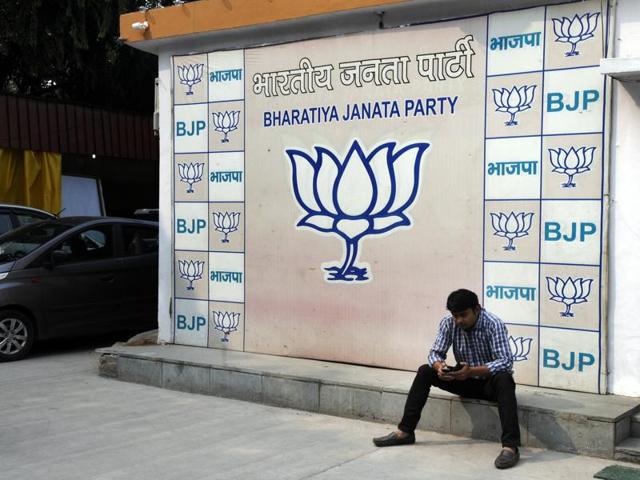A desolate look at the BJP headquarter as results of the Bihar State Assembly Elections were being announced, in New Delhi. (Sonu Mehta/ HT Photos)