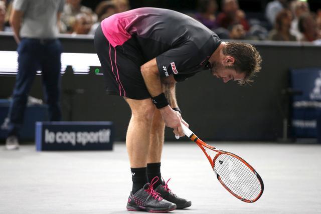 Stan Wawrinka catches his breath after a long rally. (Reuters Photo) Stan Wawrinka catches his breath after a long rally. (Reuters Photo)