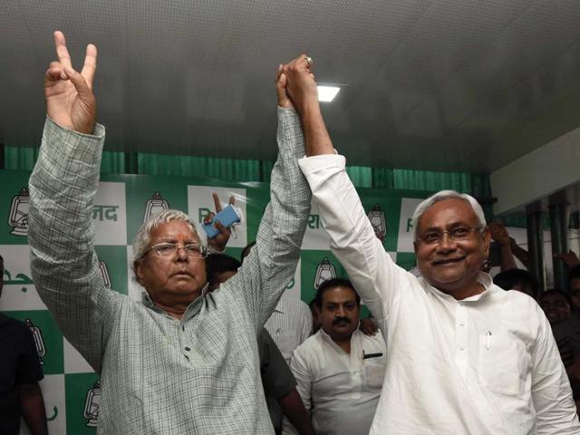 Bruised after the BJP’s massive win in Bihar in last year’s general election, the politically savvy Lalu Prasad and Nitish Kumar buried their differences and revived an old alliance going back to the 1970s to fight a common enemy in the key assembly election. (Arun Sharma/ HT Photo)
