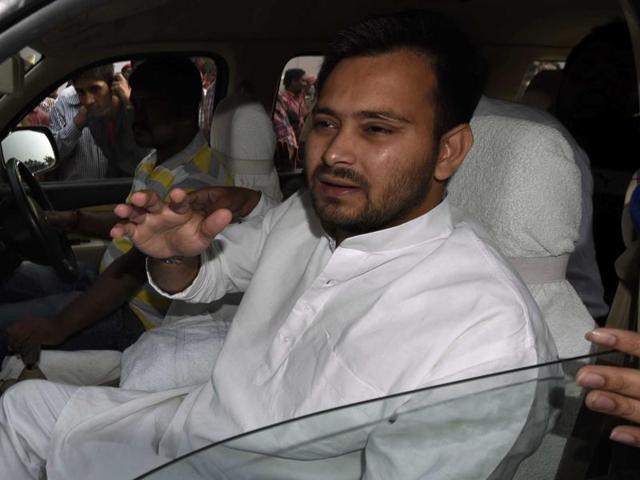 RJD chief Lalu Prasad Yadav's son Tejashwi Yadav after the results of the Bihar Assembly elections in Patna. (HT Photo) RJD chief Lalu Prasad Yadav's son Tejashwi Yadav after the results of the Bihar Assembly elections in Patna. (HT Photo)