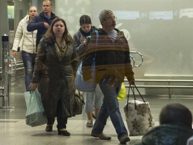 Passengers arrive from Egypt’s Hurghada at Vnukovo airport outside Moscow, on November 7, 2015. Russia’s deputy PM announced on Sunday that about 11,000 tourists had returned home from Egypt following suspension of flights to Egypt after the Sinai plane crash. (AP Photo) Passengers arrive from Egypt’s Hurghada at Vnukovo airport outside Moscow, on November 7, 2015. Russia’s deputy PM announced on Sunday that about 11,000 tourists had returned home from Egypt following suspension of flights to Egypt after the Sinai plane crash. (AP Photo)