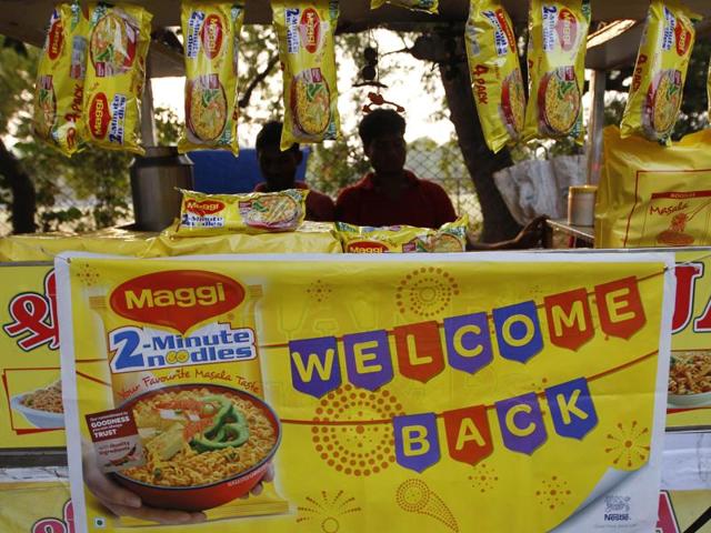 Maggi noodles back in market after five months they were banned for allegedly containing lead beyond permissible levels, in Hyderabad on Monday. (PTI) Maggi noodles back in market after five months they were banned for allegedly containing lead beyond permissible levels, in Hyderabad on Monday. (PTI)