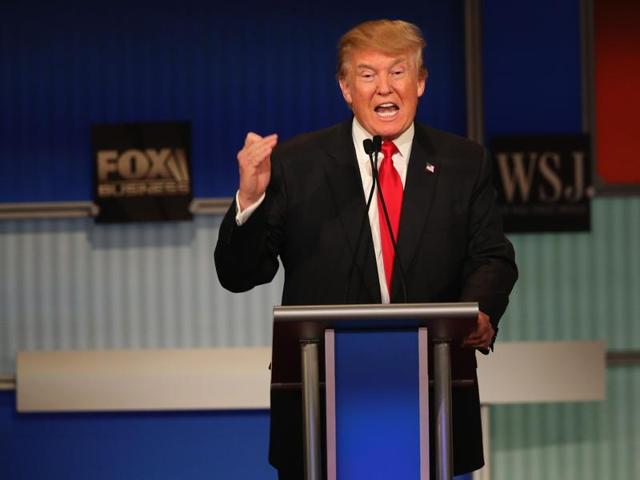 Presidential candidate Donald Trump speaks during the Republican presidential debate at the Milwaukee Theatre November 10.(AFP) Presidential candidate Donald Trump speaks during the Republican presidential debate at the Milwaukee Theatre November 10.(AFP)