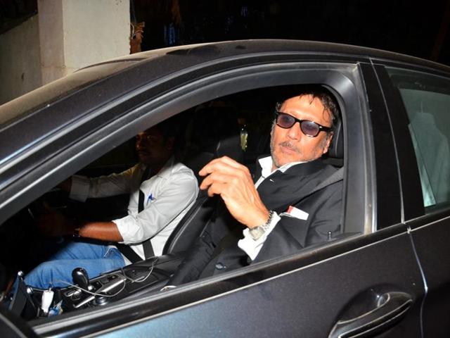 Jackie Shroff arrives to attend Akshay Kumar`s Diwali party in Mumbai on Nov 9, 2015. (IANS) Jackie Shroff arrives to attend Akshay Kumar`s Diwali party in Mumbai on Nov 9, 2015. (IANS)