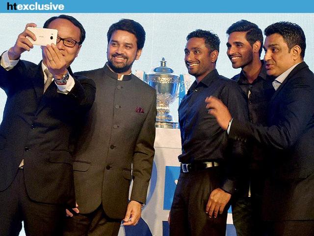 Vivo Mobile India CEO Alex Feng takes a selfie with Secretary BCCI Anurag Thakur, former Indian cricketer Sanjay Manjrekar, Bhuvneshwar Kumar and Ambati Rayudu during IPL sponsorship announcement. (PTI Photo) Vivo Mobile India CEO Alex Feng takes a selfie with Secretary BCCI Anurag Thakur, former Indian cricketer Sanjay Manjrekar, Bhuvneshwar Kumar and Ambati Rayudu during IPL sponsorship announcement. (PTI Photo)