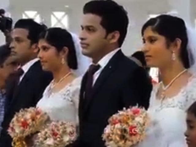 In a quirky wedding, twin couples were married by a pair of twin priests, in Kerala. (Picture courtesy: Jayaraman Sridhar)
