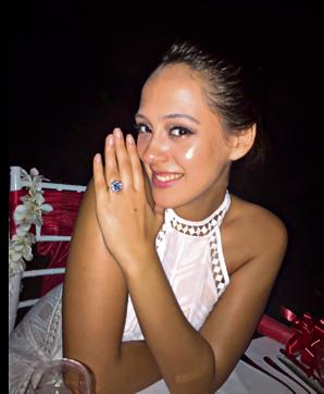 Hazel Keech flashes her ring. (Twitter) Hazel Keech flashes her ring. (Twitter)