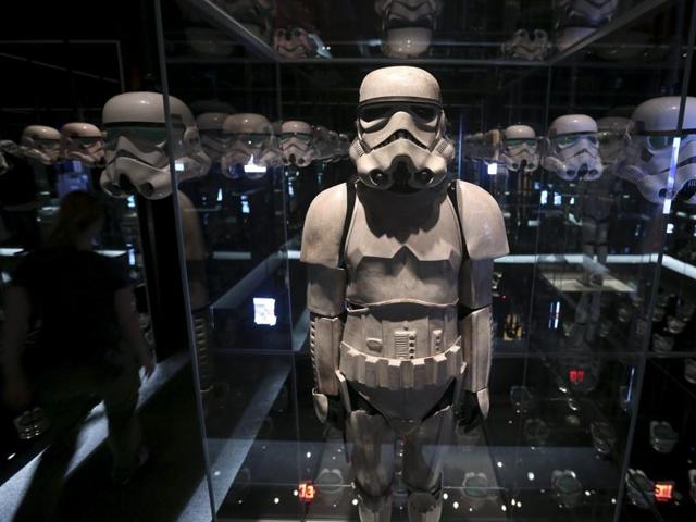 A Stormtrooper costume used in Star Wars movies is pictured at the Discovery Store Times Square in Manhattan. (REUTERS)