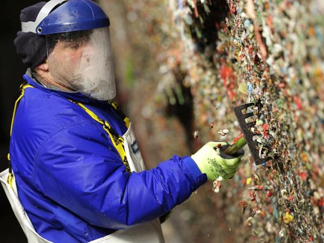 Seattle’s famous Gum Wall at Pike Place Market is set to go. Tourists and locals have been sticking their used chewing gum on the walls for the past 20 years. But authorities have decided to clean the wall. (AP)