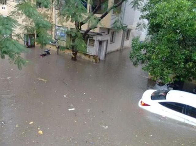 Scene from a water-logged Chennai street . (Twitter: @SocialWomania) Scene from a water-logged Chennai street . (Twitter: @SocialWomania)