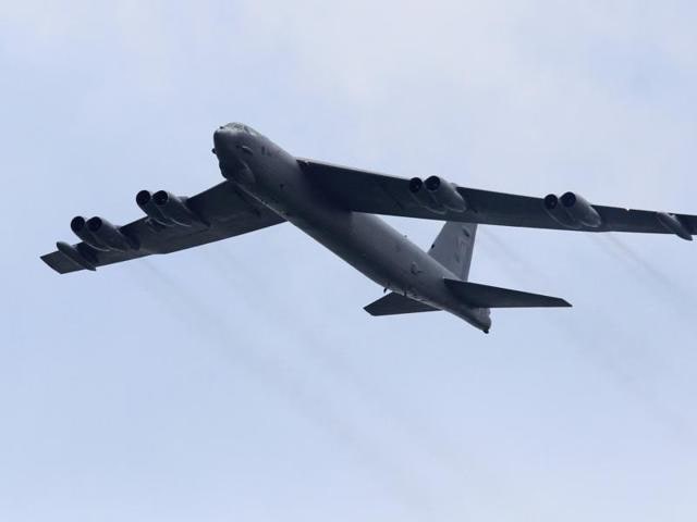 “We conduct B-52 flights in international air space in that part of the world all the time,” Pentagon spokesman Peter Cook told a news briefing earlier on Thursday.File photo of a US Air Force Boeing B-52 Stratofortress strategic bomber. (REUTERS) “We conduct B-52 flights in international air space in that part of the world all the time,” Pentagon spokesman Peter Cook told a news briefing earlier on Thursday.File photo of a US Air Force Boeing B-52 Stratofortress strategic bomber. (REUTERS)