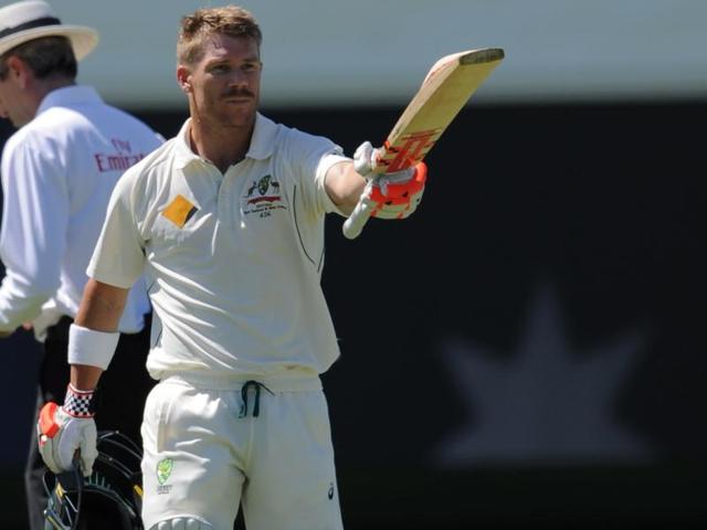 Australia's David Warner leaps in the air in celebration of his double century on the first day of the second Test against New Zealand in Perth on November 13, 2015. (Reuters Photo) Australia's David Warner leaps in the air in celebration of his double century on the first day of the second Test against New Zealand in Perth on November 13, 2015. (Reuters Photo)